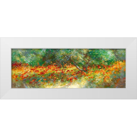 Champ des Cocquelicots White Modern Wood Framed Art Print by Messely, Johann