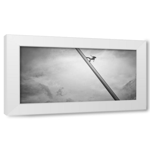 Man walking the Sky White Modern Wood Framed Art Print by Stein, Oliver