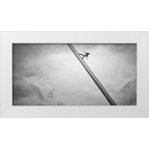 Man walking the Sky White Modern Wood Framed Art Print by Stein, Oliver