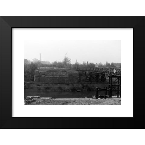 1960's Image Collection by United Archives GmbH - Black Modern Wood Framed Art Print Titled: Grenze des amerikanischen Sektors an einem Kanal in Berlin, Deutschland 1962. Border of the American sector by a canal in Berlin, Germany 1962.
