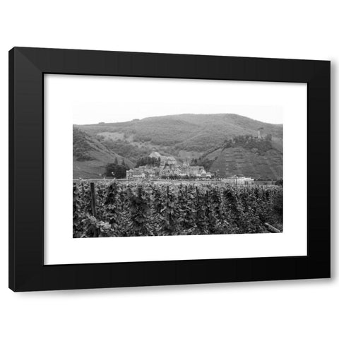1960's Image Collection by United Archives GmbH - Black Modern Wood Framed Art Print Titled: Blick auf eine malerische Ortschaft an der Mosel, Deutschland 1968. View to a scenic village on river Moselle, Germany 1968.