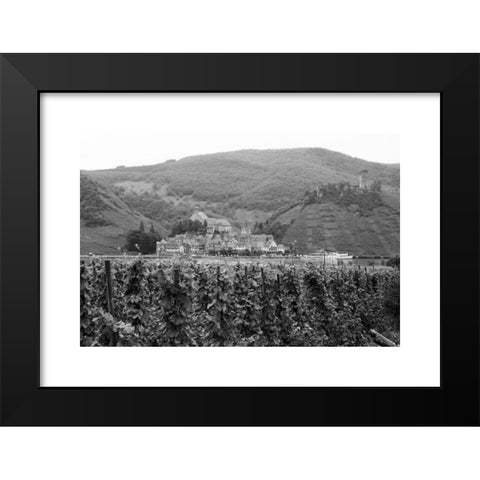 1960's Image Collection by United Archives GmbH - Black Modern Wood Framed Art Print Titled: Blick auf eine malerische Ortschaft an der Mosel, Deutschland 1968. View to a scenic village on river Moselle, Germany 1968.