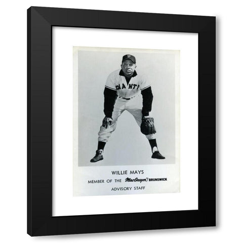 1960's Image Collection by RLFE Pix - Black Modern Wood Framed Art Print Titled: Vintage black and white photo of baseball Hall of Famer Willie Mays who was a star with the New York and San Francisco Giants in the 1950s and 60s.