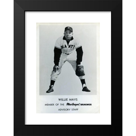 1960's Image Collection by RLFE Pix - Black Modern Wood Framed Art Print Titled: Vintage black and white photo of baseball Hall of Famer Willie Mays who was a star with the New York and San Francisco Giants in the 1950s and 60s.