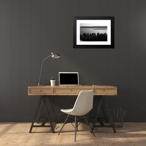 1960's Image Collection by United Archives GmbH - Black Modern Wood Framed Art Print Titled: Foto des Blicks auf den FluÃŸ Ã¼ber die BÃ¤ume hinweg, DalÃ¤lven Schweden 1969. Picture of the view on the river above the trees, DalÃ¤lven Sweden