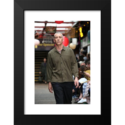 1960's Image Collection by SOPA Images Limited - Black Modern Wood Framed Art Print Titled: A model showcases during a catwalk show at Oliver Spencer show, London Fashion Week Men's.Inspired by Wong Kar-waiâ€™s cinematic masterpiece In the