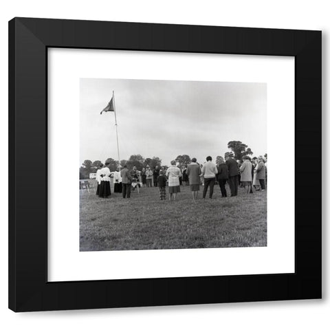 1960's Image Collection by Allan Cash Picture Library - Black Modern Wood Framed Art Print Titled: 1965, historical, a christian prayer service outside at a caravan rally, England, UK, with adults and children standing in a circle holding b