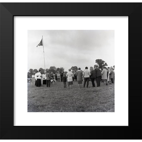 1960's Image Collection by Allan Cash Picture Library - Black Modern Wood Framed Art Print Titled: 1965, historical, a christian prayer service outside at a caravan rally, England, UK, with adults and children standing in a circle holding b