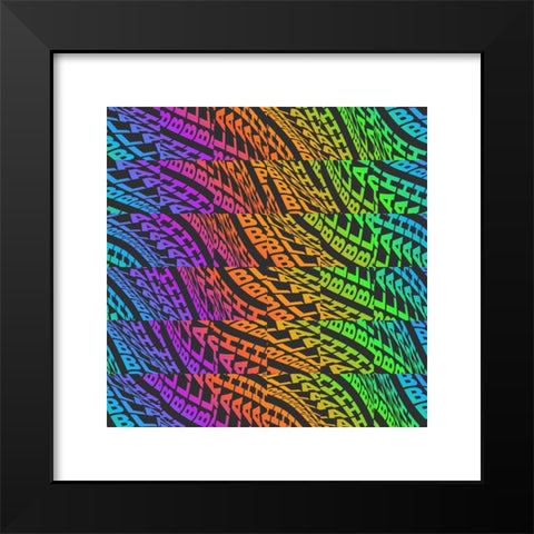1960's Image Collection by Melissa Wiederrecht - Black Modern Wood Framed Art Print Titled: Warped words wavy rainbow type seamless pattern