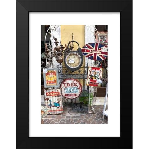 1960's Image Collection by Robbie Taylor - Black Modern Wood Framed Art Print Titled: Old Junk Shop In Bardolino Lake Garda Italy