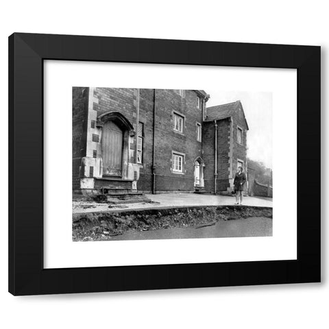 1960's Image Collection by Black Country Images - Black Modern Wood Framed Art Print Titled: Subsidence on school playground in June 1969 which resulted in the school being closed permanently.