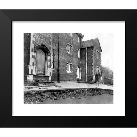 1960's Image Collection by Black Country Images - Black Modern Wood Framed Art Print Titled: Subsidence on school playground in June 1969 which resulted in the school being closed permanently.