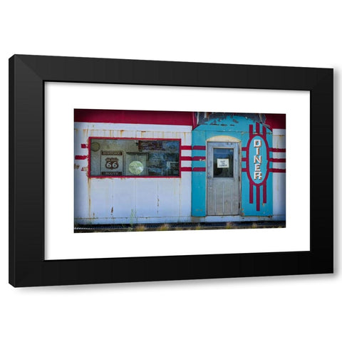 1960's Image Collection by Kevin Cupp - Black Modern Wood Framed Art Print Titled: Diner in the high desert of New Mexico with out to lunch sign
