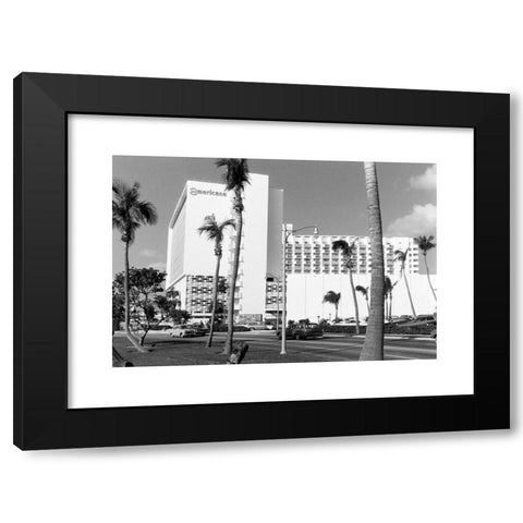 1960's Image Collection by United Archives GmbH - Black Modern Wood Framed Art Print Titled: Das Americana Hotel erbaut von Morris Lapidus, spÃ¤ter Sheraton und abgerissen in 2007, an der Street on the Ocean in Bal Harbour, Miami, Florida,