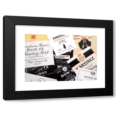 1960's Image Collection by Antiques & Collectables - Black Modern Wood Framed Art Print Titled: Port Bottle Labels 1950s 1960s Editorial Use onl