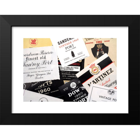 1960's Image Collection by Antiques & Collectables - Black Modern Wood Framed Art Print Titled: Port Bottle Labels 1950s 1960s Editorial Use onl