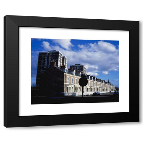 1960's Image Collection by Leslie Garland Pictures - Black Modern Wood Framed Art Print Titled: Victorian terraced housing and 1960s multi-storey tower blocks, Shieldfield, Newcastle upon Tyne, Tyne and Wear, England, UK.