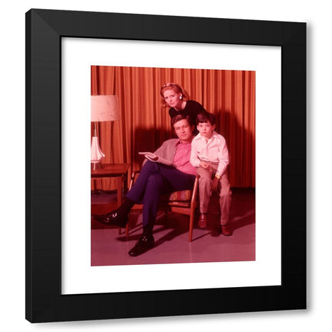 1960's Image Collection by ClassicStock - Black Modern Wood Framed Art Print Titled: 1960s FAMILY IN LIVING ROOM