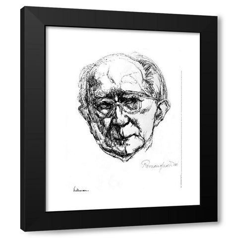 1960's Image Collection by INTERFOTO - Black Modern Wood Framed Art Print Titled: Guardini, Romano, 17.2.1885 - 1.10.1968, Italian philosopher and theologian, (Catholic), portrait, drawing by professor Hans JÃ¼rgen Kallmann, with signature,