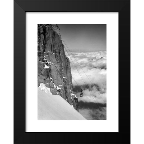 1960's Image Collection by INTERFOTO - Black Modern Wood Framed Art Print Titled: sport, winter sports, aerial lifts, gondola lift Aiguille du Midi, Savoy Alps, France, 1960s,