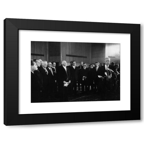 1960's Image Collection by INTERFOTO - Black Modern Wood Framed Art Print Titled: Adenauer, Konrad, 5.1.1876 - 19.4.1967, German politician (CDU) and statesman, Chancellor of Germany 1949 - 1963, half length, ceremony on 90th birthday, Bonn