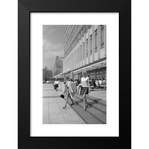 1960's Image Collection by INTERFOTO - Black Modern Wood Framed Art Print Titled: geography/travel, Germany,Berlin, streets, Unter den Linden, street cafe, 1969,