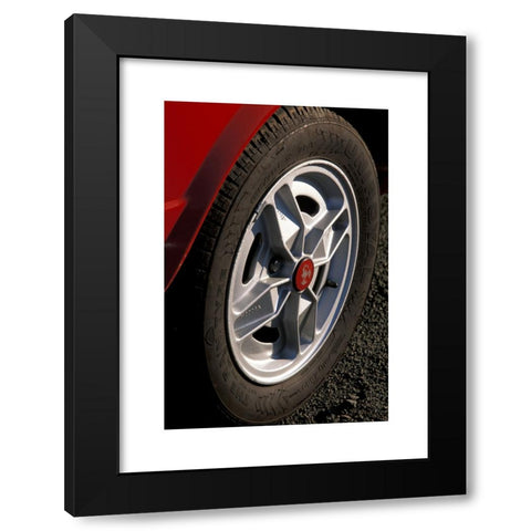 1960's Image Collection by culture-images GmbH - Black Modern Wood Framed Art Print Titled: Car, Carbianchi A 112, vintage car, red, model year 1969-1985, 1960s, sixties, 1970s, seventies, old car, detail, details, tire