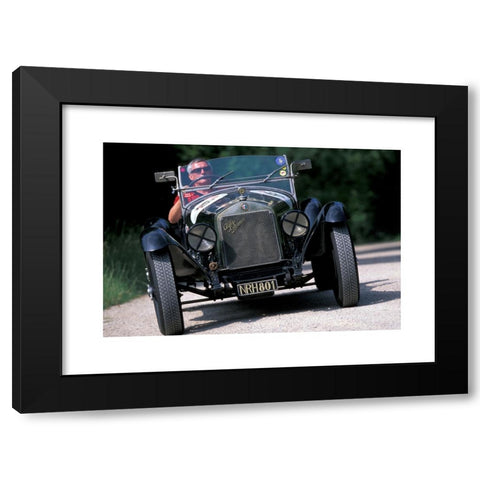 1960's Image Collection by culture-images GmbH - Black Modern Wood Framed Art Print Titled: Car, landscape, scenery, summer, vintage car, 1960s, sixties, 6C Zagato 1930, driving, diagonal front, front view