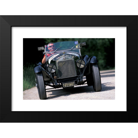 1960's Image Collection by culture-images GmbH - Black Modern Wood Framed Art Print Titled: Car, landscape, scenery, summer, vintage car, 1960s, sixties, 6C Zagato 1930, driving, diagonal front, front view