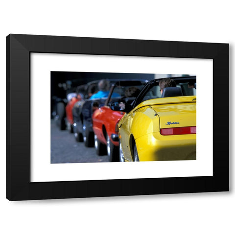 1960's Image Collection by culture-images GmbH - Black Modern Wood Framed Art Print Titled: Car, 90 years Alfa Romeo, landscape, scenery, summer, vintage car, 1960s, sixties, from back to front:: Spider 2.0 Twin Spark 20