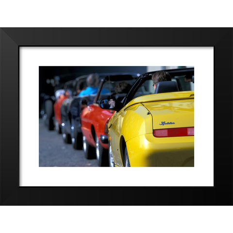 1960's Image Collection by culture-images GmbH - Black Modern Wood Framed Art Print Titled: Car, 90 years Alfa Romeo, landscape, scenery, summer, vintage car, 1960s, sixties, from back to front:: Spider 2.0 Twin Spark 20