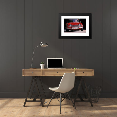 1960's Image Collection by culture-images GmbH - Black Modern Wood Framed Art Print Titled: Car, Triumph TR 4, vintage car, model year 1962, 1960s, sixties, red, convertible, convertible top, open, driving, diagonal fron