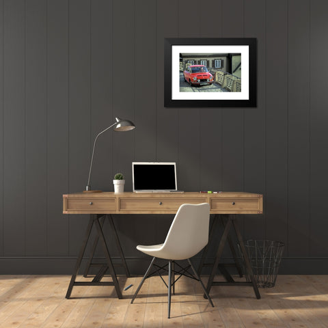 1960's Image Collection by culture-images GmbH - Black Modern Wood Framed Art Print Titled: Car, Simca Bertone 1200 S, model year 1967-1971, vintage car, 1960s, sixties, 1970s, seventies, red, CoupÃ©, Coupe, standing, di