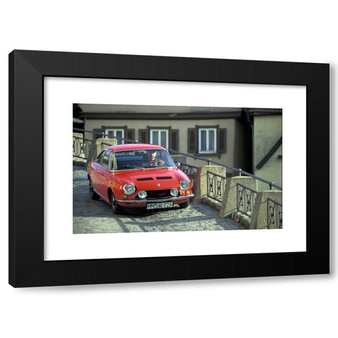 1960's Image Collection by culture-images GmbH - Black Modern Wood Framed Art Print Titled: Car, Simca Bertone 1200 S, model year 1967-1971, vintage car, 1960s, sixties, 1970s, seventies, red, CoupÃ©, Coupe, standing, di