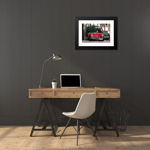 1960's Image Collection by culture-images GmbH - Black Modern Wood Framed Art Print Titled: Car, Alfa Giulia Spider 1600, vintage car, model year 1956-1966, red, 1950s, fifties, 1960s, sixties, convertible, convertible t