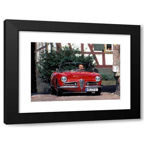 1960's Image Collection by culture-images GmbH - Black Modern Wood Framed Art Print Titled: Car, Alfa Giulia Spider 1600, vintage car, model year 1956-1966, red, 1950s, fifties, 1960s, sixties, convertible, convertible t