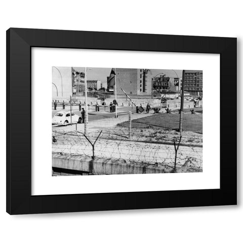 1960's Image Collection by INTERFOTO - Black Modern Wood Framed Art Print Titled: geography / travel, Germany, Berlin, wall, Checkpoint Charlie, border crossing for Allied personal, Friedrichstrasse, 1960s, ,