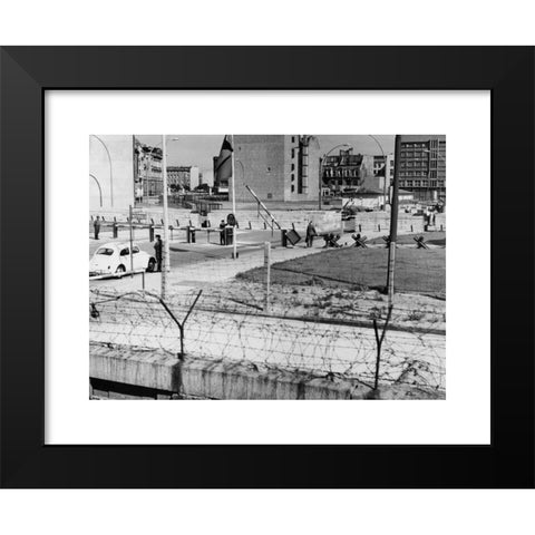 1960's Image Collection by INTERFOTO - Black Modern Wood Framed Art Print Titled: geography / travel, Germany, Berlin, wall, Checkpoint Charlie, border crossing for Allied personal, Friedrichstrasse, 1960s, ,