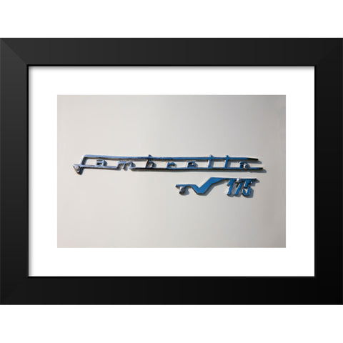 1960's Image Collection by Ian Paterson - Black Modern Wood Framed Art Print Titled: Vintage 1960s Lambretta Badge