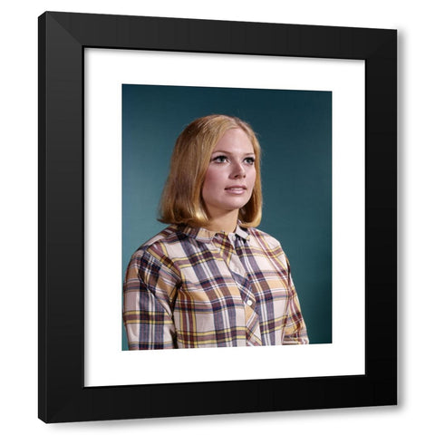 1960's Image Collection by ClassicStock - Black Modern Wood Framed Art Print Titled: 1960s PORTRAIT YOUNG BLONDE WOMAN WEAR MADRAS PLAID SHIRT HEAD SHOULDERS TEEN RETRO