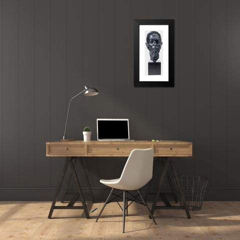 1960's Image Collection by INTERFOTO - Black Modern Wood Framed Art Print Titled: Arno Breker (1900 - 1991), a portrait head of Paul Morand Bronze, black patination. Signed and dated on the left side of the neck 'Arno Breker Paris 1964', in