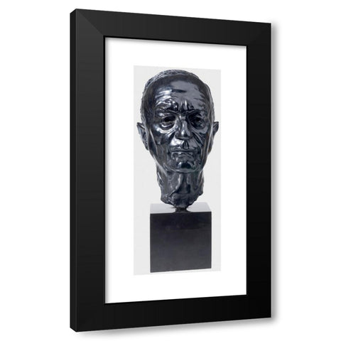 1960's Image Collection by INTERFOTO - Black Modern Wood Framed Art Print Titled: Arno Breker (1900 - 1991), a portrait head of Paul Morand Bronze, black patination. Signed and dated on the left side of the neck 'Arno Breker Paris 1964', in