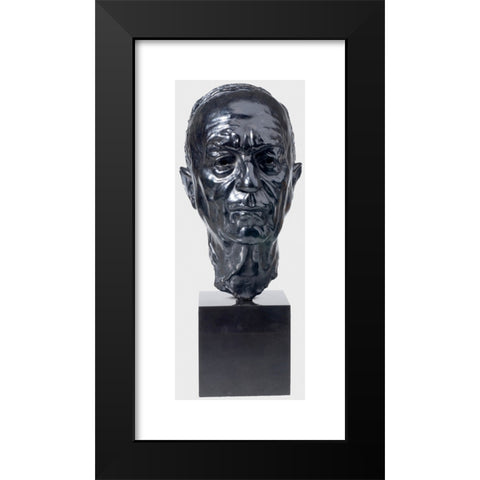 1960's Image Collection by INTERFOTO - Black Modern Wood Framed Art Print Titled: Arno Breker (1900 - 1991), a portrait head of Paul Morand Bronze, black patination. Signed and dated on the left side of the neck 'Arno Breker Paris 1964', in