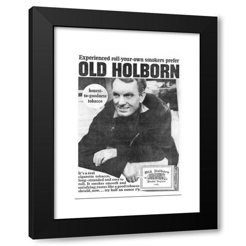 1960's Image Collection by 20th Century Advertising - Black Modern Wood Framed Art Print Titled: Old Holborn tobacco advert from 1965