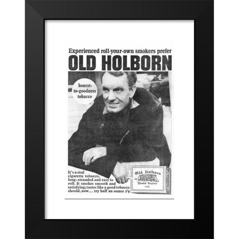 1960's Image Collection by 20th Century Advertising - Black Modern Wood Framed Art Print Titled: Old Holborn tobacco advert from 1965