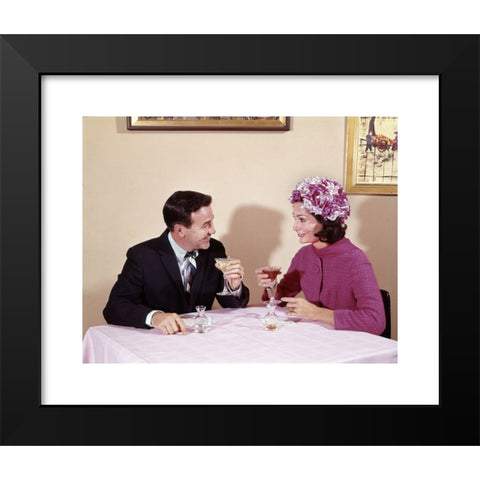 1960's Image Collection by ClassicStock - Black Modern Wood Framed Art Print Titled: 1960s COUPLE DRINKING COCKTAILS AT TABLE HUSBAND WIFE INDOOR