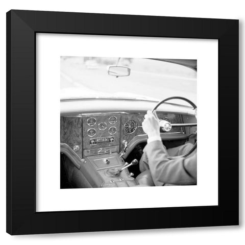 1960's Image Collection by Allan Cash Picture Library - Black Modern Wood Framed Art Print Titled: 1960s historical, interior view of wooden interior dash or dashboard of a Facel-Vega sports car, with male driver (out of shot) at the wheel.