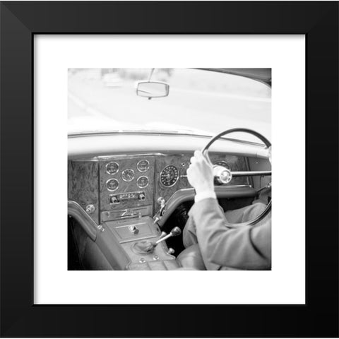 1960's Image Collection by Allan Cash Picture Library - Black Modern Wood Framed Art Print Titled: 1960s historical, interior view of wooden interior dash or dashboard of a Facel-Vega sports car, with male driver (out of shot) at the wheel.