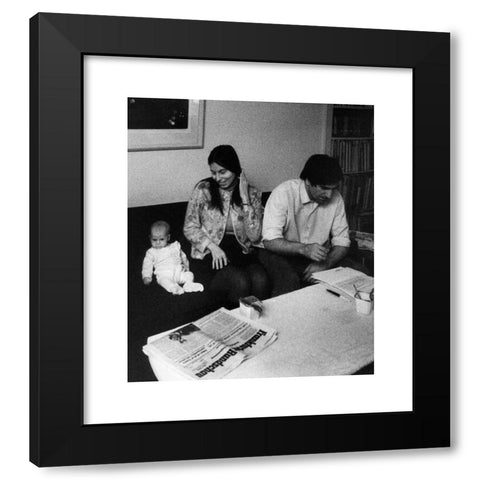 1960's Image Collection by INTERFOTO - Black Modern Wood Framed Art Print Titled: Dutschke, Rudi, 7.3.1940 - 24.12.1979, German student leader, group picture, with his wife Gretchen and his son, April 1968,