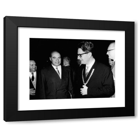 1960's Image Collection by INTERFOTO - Black Modern Wood Framed Art Print Titled: Zenker, Rudolf, 24.2.1903 - 18.1.1984, German surgeon, half length, with Professor Maurer and Hans-Jochen Vogel, 1960s,